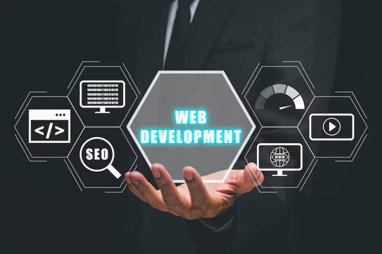 web development coding programming internet technology business concept businessman hand holding web